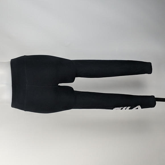 Fila Womens Tights Size 8 Black White Logo Full Length Gym Running Athletic Wear - Picture 6 of 9
